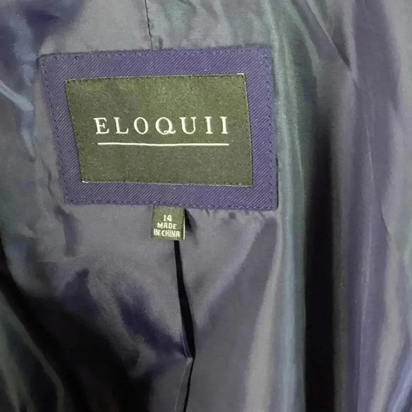 Eloquii Women 14 Notch Collar One Button Jacket Blazer Blue Rayon Blend NEW - Picture 7 of 8